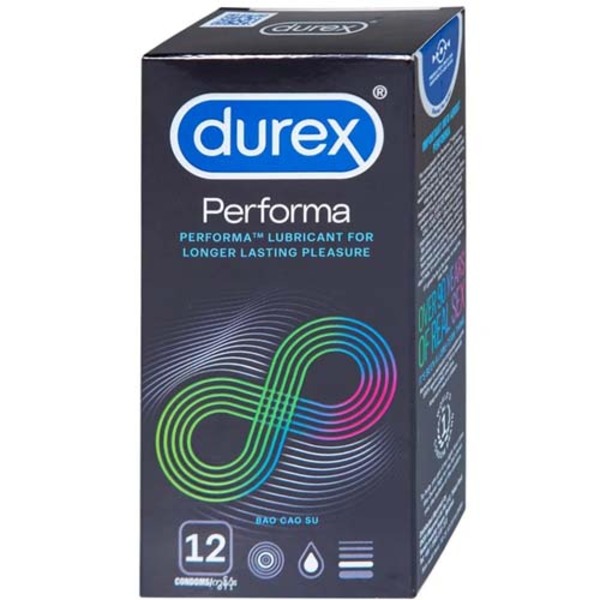 Bao cao su Durex Performa có gel bôi trơn, kéo thời điểm cực khoái