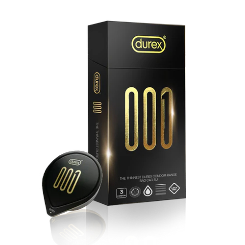Bao cao su Durex 001 siêu mỏng (hộp 3 cái)