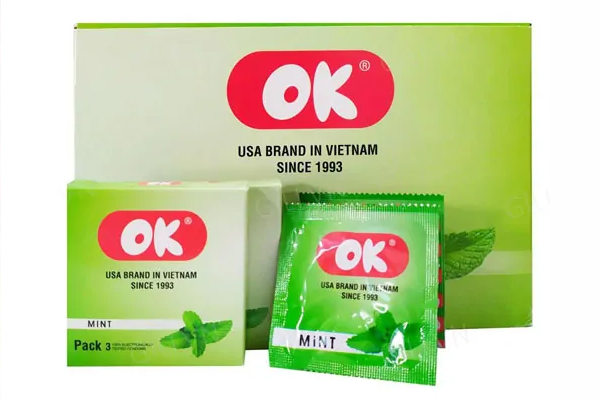 Bao cao su Ok hương bạc hà Bao cao su Ok hương bạc hà