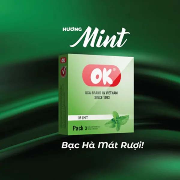 Bao cao su OK hương bạc hà tươi mát, an toàn, chất lượng đỉnh cao Bao cao su OK hương bạc hà tươi mát, an toàn, chất lượng đỉnh cao