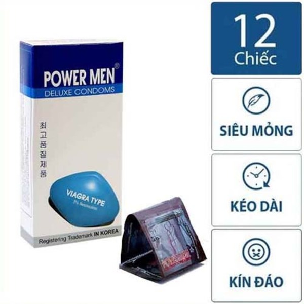 Bao cao su Power Men Deluxe kéo dài thời gian(hộp 12 chiếc)