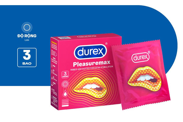 Durex Pleasuremax được thiết kế thêm gân gai nhằm tăng cường khoái cảm Durex Pleasuremax được thiết kế thêm gân gai nhằm tăng cường khoái cảm