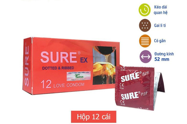 Bao cao su Sure hỗ trợ kéo dài thời gian quan hệ hiệu quả Bao cao su Sure hỗ trợ kéo dài thời gian quan hệ hiệu quả