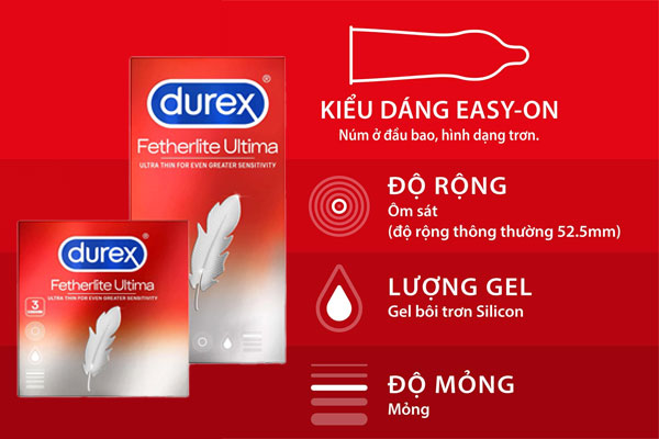 Bao cao su Durex đỏ có độ mỏng hơn so với bao cao su thường khoảng 20 -25%